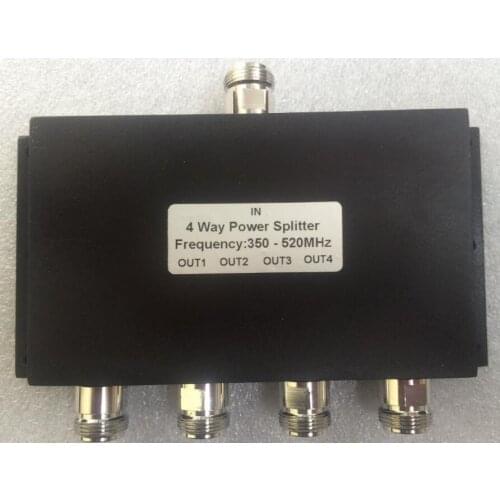 UHF 4 Way RF Power Splitter 350-520MHz 50W four way radio power divider repeater combiner N female connector