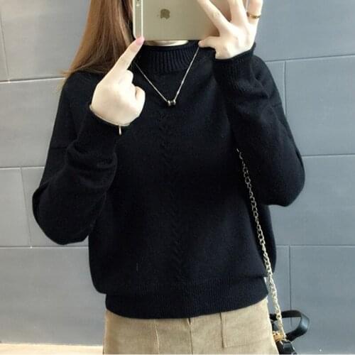2021 New Turtleneck Sweater Women Vintage High Neck Wide Sleeve Knitted Thick Warm Pullover Oversize Jumper Loose Sweater