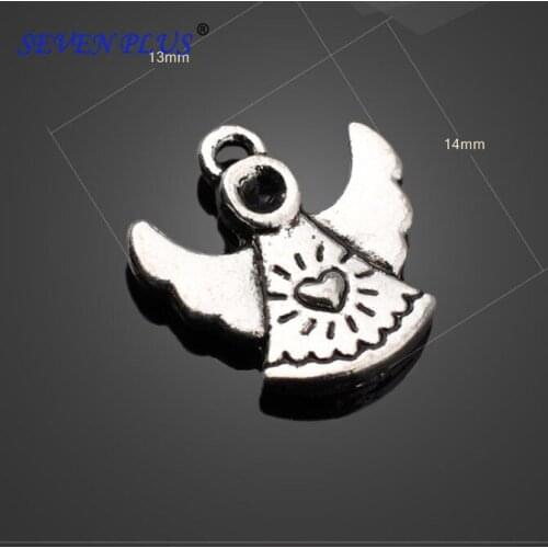 High Quality 50 Pieces/Lot 13mm*14mm Antique Silver plated Small Angels Diy Jewelry Making Charms