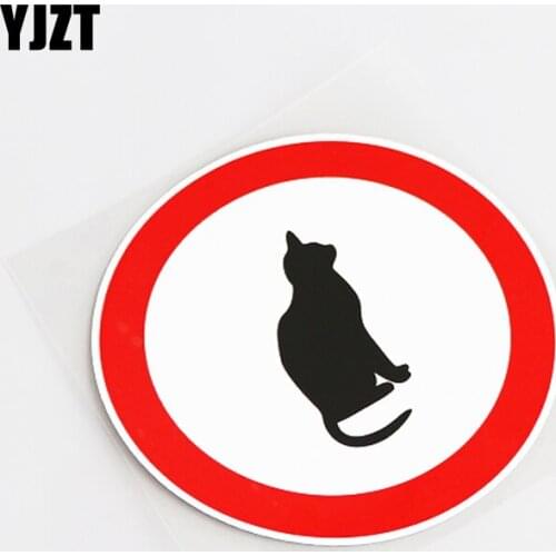 YJZT 12.3CM*12.3CM Cartoon Fun Warning Mark Graphical Cat Car Sticker PVC Decal Decoration 13-0779