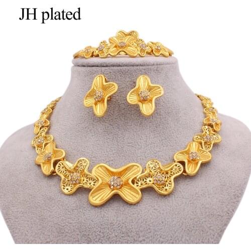 Jewelry earrings pendants necklace ring gold color jewelry sets for women African gifts bridal collares bracelet jewelery set