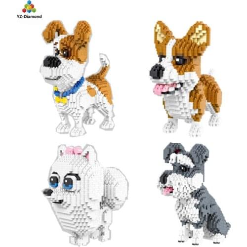 YZ Small Blocks Dog Model Corgi Assemble Anime Gidget Action Figure Building Toy New Year Gifts Cartoon brinquedos Children toys