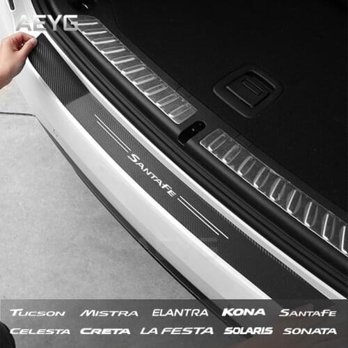 Carbon Fiber Car Rear Bumper Trunk Guard Protective Stickers For Hyundai Lefesta Mistra Sonata Tucson Santafe Elantra Celesta