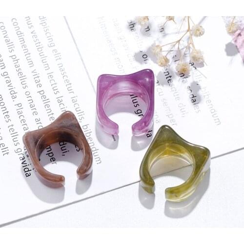 Women Ins Trend Cold Wind Open Ring Multicolor Fashion Jewelry Accessories 2021 New Korean Net Red New Simple Retro Acrylic Ring