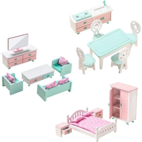 1:12 Doll House Wood Furnishings Simulation Set Baby Doll Supplies Ornaments