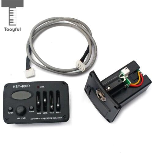 1 Set Plastic 4 Bands EQ Guitar Equalizer Preamp for Acoustic Guitar Parts HSY-400D Black