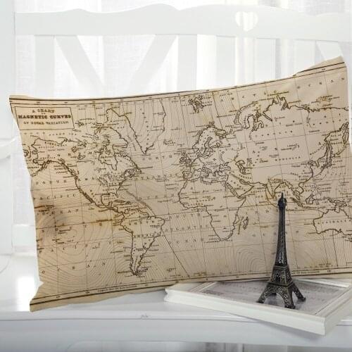 1pc Pillow cover Pillow case Luxury Bedding Pillowcase Pillowcovers decorative 50x70 50x75 Customizable size 3D Print Map khaki