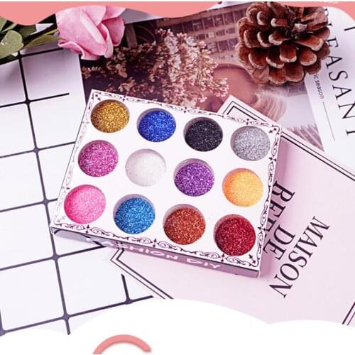 12Pcs Colors Set DIY Diamond Glitter Powder for Nail Art Temporary Tattoo Kids Face Body Painting Decorate Christmas Tool 5G