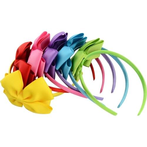 20 Colors Cute Hair Hoop Bowknot Hair Band for Baby Girls Ribbon Handmade Hair Bows Solid Hairbands Headband Hair Accessories