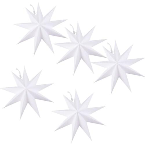 5PCS Origami Stars Lampshade Illuminated Paper Folding Style Festival Origami Lantern Party Decoration (30cm White)