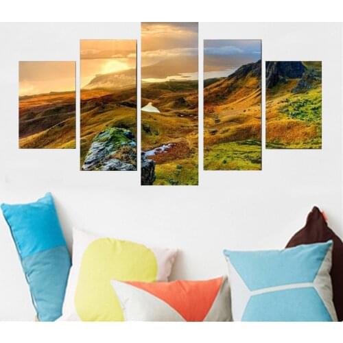 5 Piece Wall Art Canvas Painting Landscape Look Down The Mountain Poster Nordic Decorative Framework Bedroom Pictures