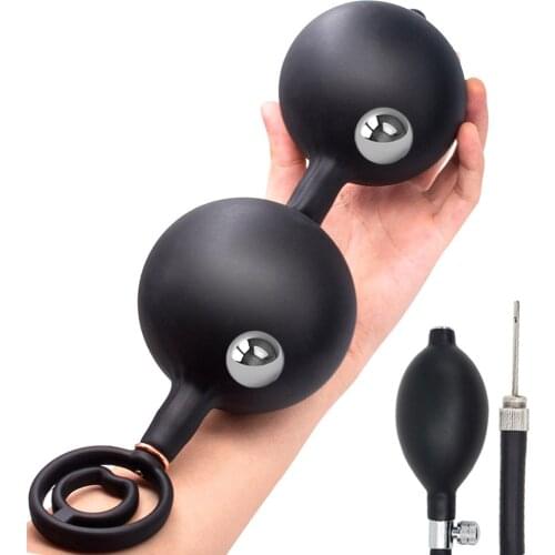 Inflatable Plug Anal Dilator Built-in Steel Bead Huge Vaginal Ano Balls Dilatadores Anales Prostate Massager But Plug Sex Toys