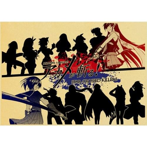 Akame Ga KILL Retro Anime Posters Classic Japanese Animation TV Figure Home HD Living Room Bedroom Decoration Wall Art Pictures