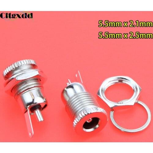 Cltgxdd 1PCS 5.5 mm x 2.1mm / 2.5mm DC Power Jack Socket Female Panel Mount Connector 5.5*2.1/2.5 mm Plug Adapter 2 Terminal