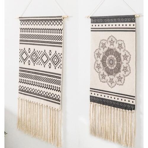 Art Macrame Tapestry Wall Hanging Boho Chic Bohemian Room Geometric Tapestry Apartment Dorm Room Hanging Decoration