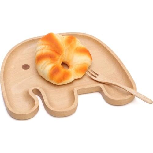 Creative Christmas Wood Dish Plate Wooden Earing Utensils With Spoon And Fork Dinner Plates For Kids Wooden Children Tableware