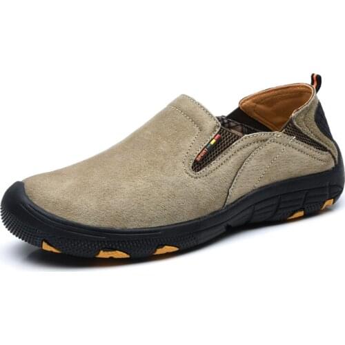 Genuine Leather Loafers Man Good Quality Pig Suede Mens Shoes Large Size 38-47 Big Plus Shoes Slip On