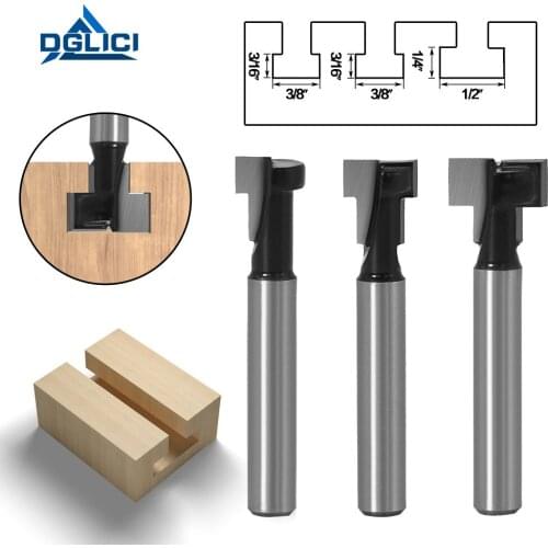 GDLICI 1/4" Shank 6mm T-Slot Cutter Wood Router Bit Set Hex Bolt Key Hole Bits T Slotting Milling Cutter for Woodworking Tools
