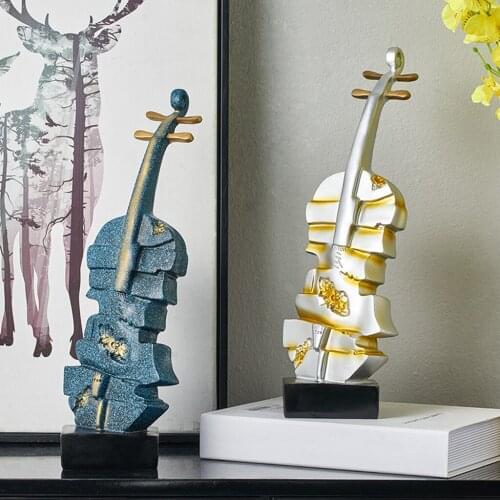 Tabletop Violin Statue Abstract Sculpture Resin Ornaments For Home Living Room Office Decoration Accessories Artwork