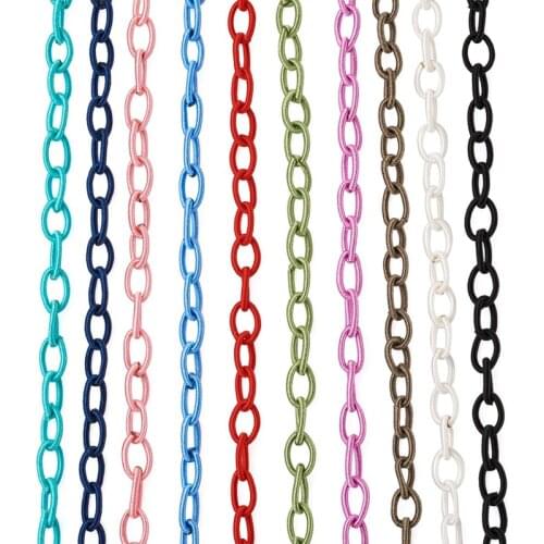 10 Strands Handmade Nylon Cable Chains Loop Oval Mixed Color Cord Chains Straps String for DIY Bracelet Necklace Jewelry Making