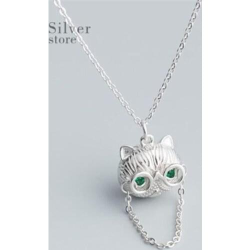 Season Gate 925 Sterling Silver Chain Hip hop glasses cat Personality Fashion Necklace for women SN030