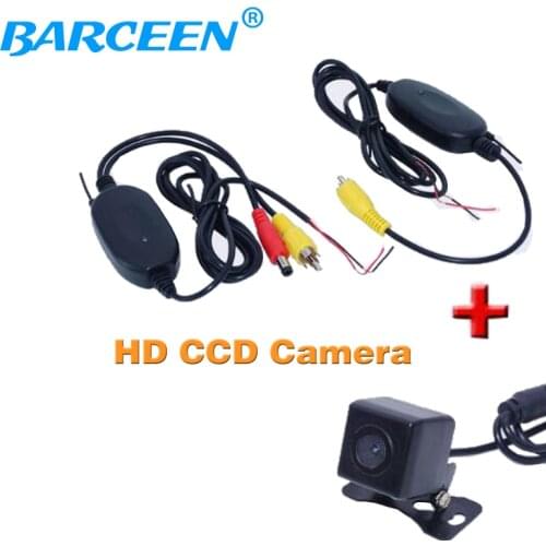Plastic sehll material car rear view camera +universal car receiving and transmitting 2 in 1 product during promotion