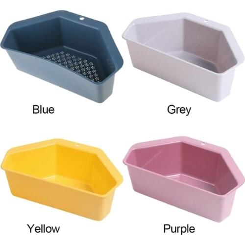 Plastic Triangular Sink Strainer Drain Fruit Vegetable Basket Shelf with Suction
