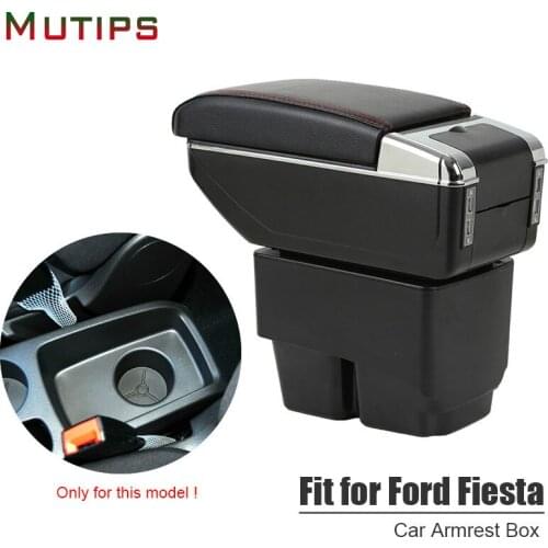 Mutips for Ford fiesta 3 Mk7 armrest box car arm rest leather accessories center console storage box decoration interior 2009