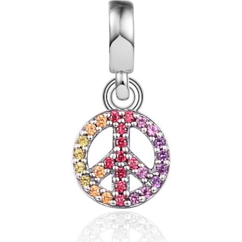 Genuine 925 Sterling Silver My Peace Mini Dangle Charm Fits Original Me Bracelet CZ Beads for Jewelry Making 2021 Summer New