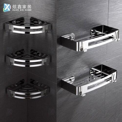 Bathroom Storage Rack Stainless Shampoo Shower Shelves Holder Storage Hanger Single Layer Triangle Square Shelf Home Accessories