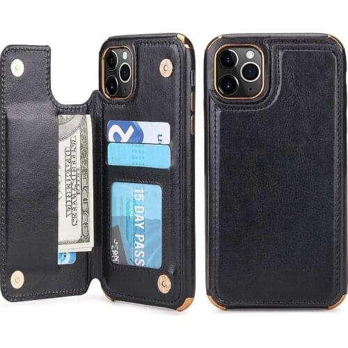 Luxury Plating Leather Wallet Case For iPhone 6 6S 7 8 Plus X XR XS Max Card Holder Cover Flip Phone Case For iPhone 11 Pro Max