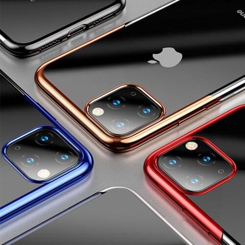 For iPhone 11 6.1"Inch 8 7 6 Plus X XR XS Luxury Plating Soft Clear Transparent Phone Cover For iPhone 11 Pro Max Phone Cases