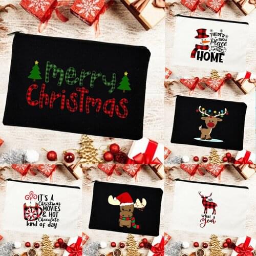 Merry Christmas Print Women Makeup Bags Travel Cosmetic Case Toiletries Organizer Female Wash Storage Pouch Pencil Bag Best Gift
