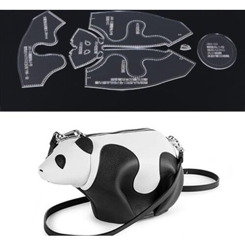 Cartoon Panda Design Hand Making Bag Template Leather Tools Cute Coin Purse Leather Craft Template Acrylic Durable Reusable