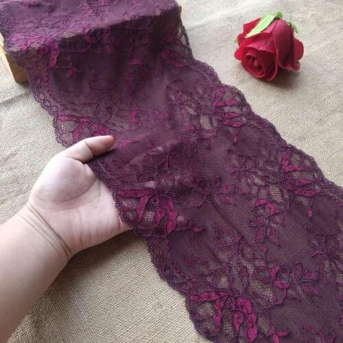 Deep burgundy stretch embroidery lace accessories tube top material clothing skirt decoration