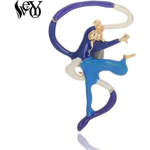 VEYO Gymnastic girl Brooch Enamel Brooches For Women Cute Pins Fashion Jewelry Clothes Clips