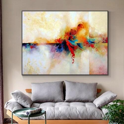Yiqing Abstract Colorful Oil Painting 100% Hand Painted On Canvas Modern Handmade Wall Art For Living Room Home Decoration