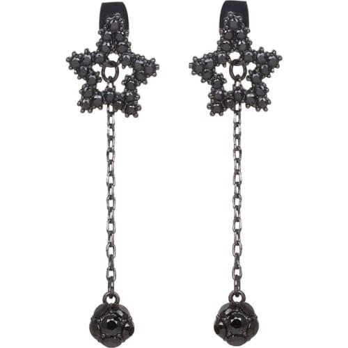 Bettyue Brand Fashion Gun Black Crystal Zircon Star Earrings For Women Luxury Long Earrings Jewelry Party