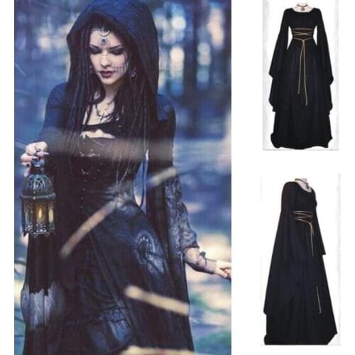Women Halloween Costumes Sexy Adult Women Witch Long Party Dress Cosplay Female Costumes Holiday Uniforms