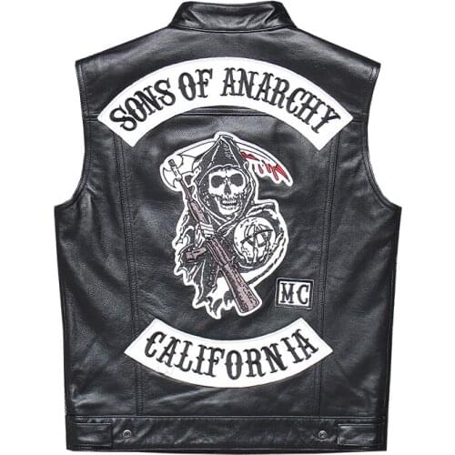 Genuine Leather Jacket Mens Top Layer Cowhide Riding Vest Motorcycle Vest Short Waistcoat