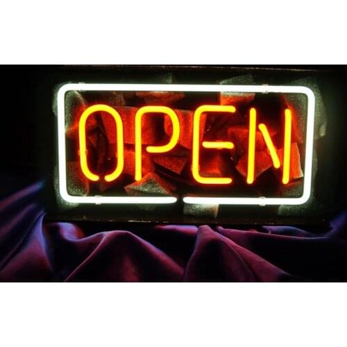 14“ Business Coffee Cafe Open Rectangle Acrylic Custom Neon Light Lamp Sign Beer D Handmade Home Wall Room Windows Tube Artwork
