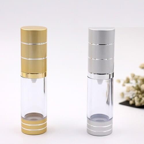 15ml 30ml 50ml AS Press Pump Airless Bottles Gold/Silver Transparent Airless Cream/Lotion/Emulsion Bottle, Cosmetic Packaging