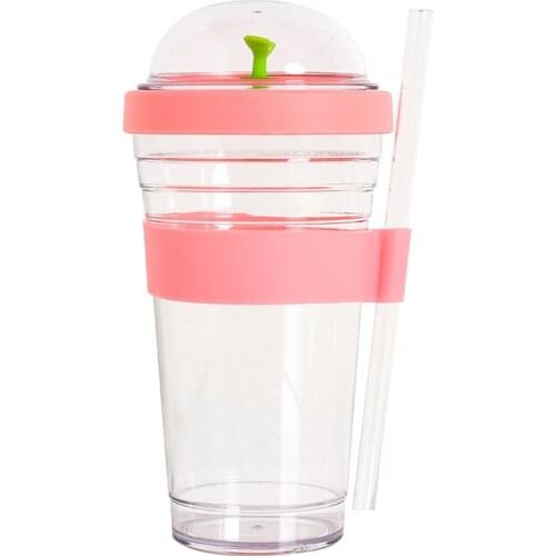 16oz Drinks Oats Tea Tumbler Portable Plastic Tumbler With Straw Reusable Plastic Cup For Bubble Tea Boba Tumbler
