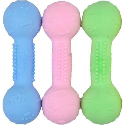 3pcs Dog Toy Pet Dog Chew Toy Barbell Shape Funny Interactive Dog Rubber Toys For Pet Chew Bite Tooth Cleaning Pet Supplies