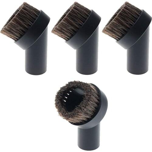 4 Pcs Horsehair Bristle Vacuum Cleaner Round Dusting Brush Replacement, Corner/Track Cleaning Tools,Inner Dia 32mm