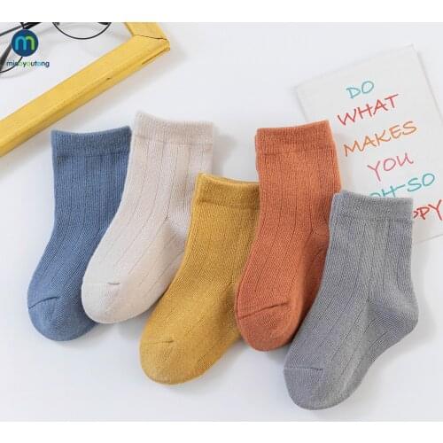 5 Pairs/Lot Baby Kids Socks Autumn Winter Cotton Striped Socks Warm Toddler Boy Girls Floor Socks Children Clothing Miaoyoutong