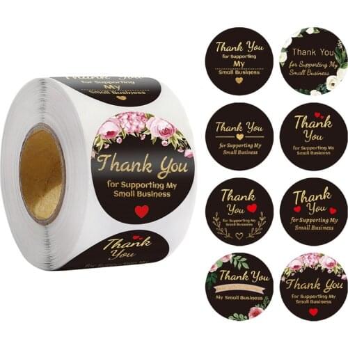 500pcs Thank You For Supporting My Small Business Labels Stickers Gold Foil Design For Seal Envelope Jewelry Box Decoration Tgas