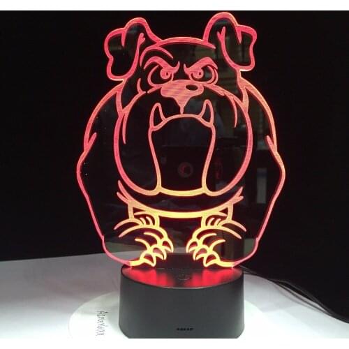 7 Colorful Bulldog Pugs Dog Night Lights 3D Visual Baby Bedroom Led Animal Desk Lamp Creative Touch Button Lighting Decor Gifts