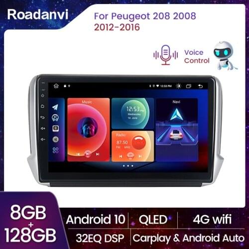 Android 10.0 1 Din Car radio Multimedia Video Player GPS for Peugeot 208 2008 series 2012-2016 Android Auto CarPlay 1din no Dvd