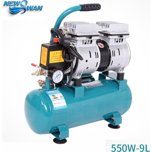 Oil Free Air Compressor High Pressure Gas Pump Spray Woodworking Air Compressor Small Pump 550W9L